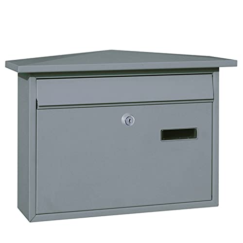 Briefkasten Modern Kleiner gesperrt, Wandhalterung Metall Mail-Manager für draußen Wohn Bordsteinkante, Hausform (Color : Gray)