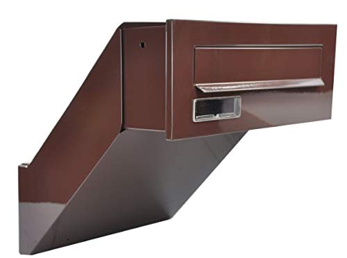 Mauerdurchwurf Briefkasten Braun Glatt Einbaubriefkasten Tiefe: 26-42 cm mit Namensschild Verzinkter Stahl