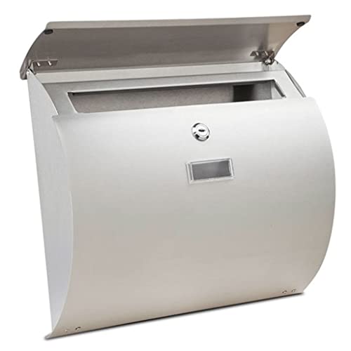 MGCtech Briefkasten Zur Wandmontage, Moderner Briefkasten Aus Edelstahl, Briefeinwurf & Sammelbox Mit Schlüsseln, Gesicherter Postkasten Für Den Außenbereich (Color : Silver)