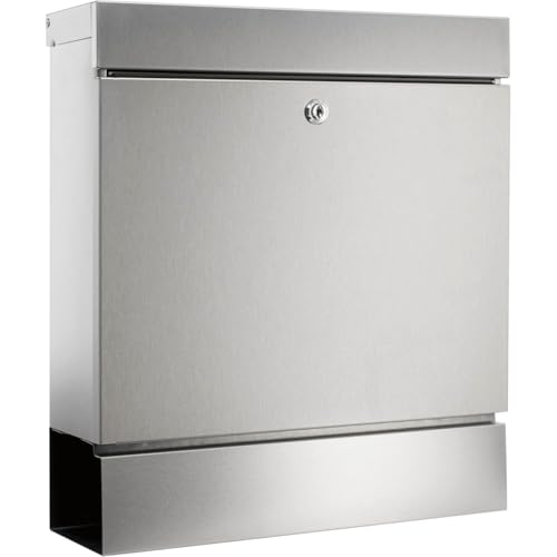 BURG-WÄCHTER Briefkasten Edelstahl mit Zeitungsbox, DIN C4 Einwurf-Format, Mit 2 Schlüssel, Seattle 3848 Ni, Silber