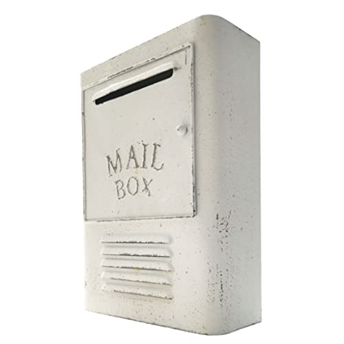 ASHMOU Hängend Weiße Briefkästen für den Außenpostkasten, Wandhalterung, dekorativer Briefkasten aus Gusseisen, Metall-Briefkasten, ideal für das Klassenzimmer zu Hause Postkorb