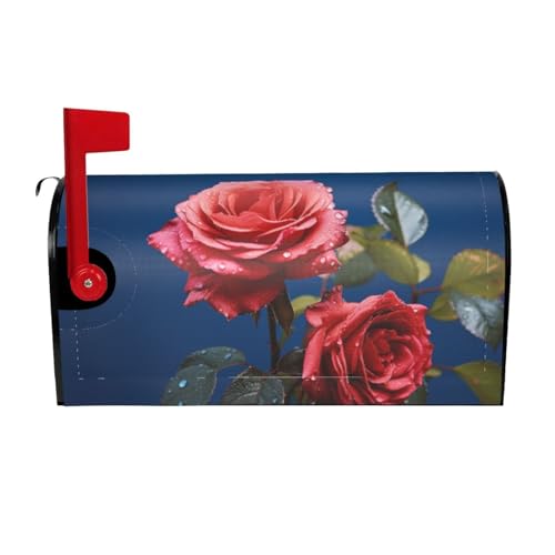 Willkommensbriefkasten-Ab deckung, rote Rose in Blau, magnetische Briefkasten-Abdeckung, dekorative Urlaubs-Briefkasten-Abdec kung, für Zuhause, Outdoor, Garten, dekorativ