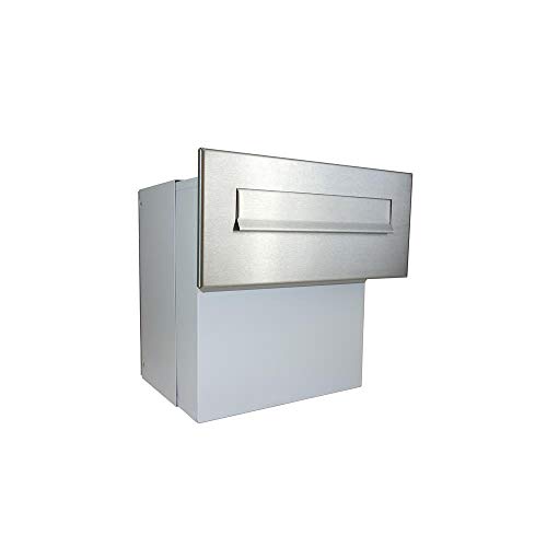 F-042 XXL Edelstahl Mauerdurchwurf Briefkasten (Tiefe: 27-40,5 cm) - LETTERBOX24.de
