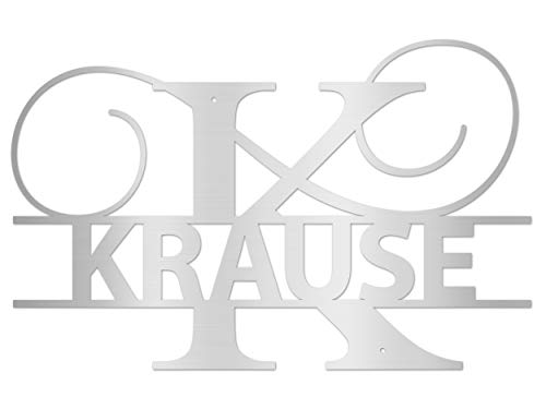 schenke-freude.de personalisiertes Edelstahl - Monogramm Deko Schild - mit Ihrem Namen - alle Buchstaben verfügbar