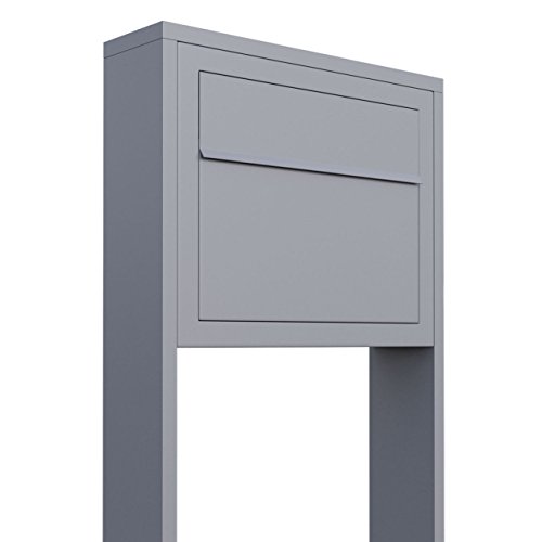 Standbriefkasten, Design Briefkasten Elegance Stand in Grau Metallic