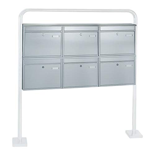 Profirst Briefkastenanlage Mail PM 373 Edelstahl 6 einzelne Briefkästen Zylinderschlösser je 2 Schlüssel Namensschildhalter inkl. Montagematerial