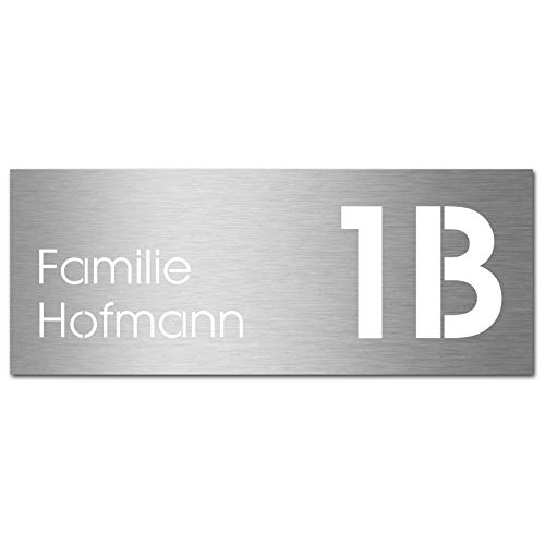 MOCAVI Stick 502 Briefkastenschild mit Hausnummer und Namen Edelstahl V4A graviert, groß, selbstklebend, passend für SafePost Paket-Briefkasten 45M