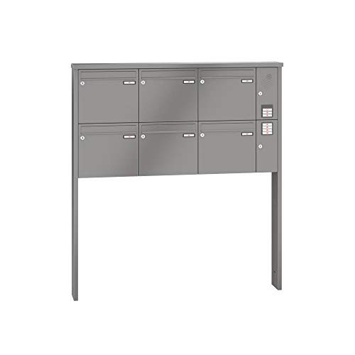 RENZ/Tetro / 6er Freistehende Briefkastenanlage Standbriefkasten mit Sprechfeld/RAL-Farbe/Volu men 17 L/zum Einbetonieren/Dein-Briefk asten.de