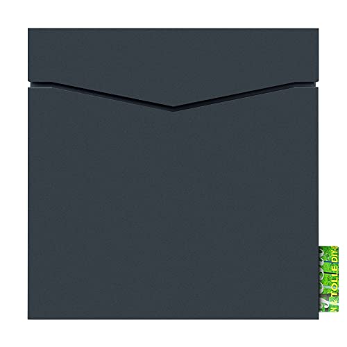 Design-Briefkasten mit Zeitungsfach anthrazit MOCAVI Box 710 Postkasten mit Zeitungsrolle, wetterfest, moderner Briefkasten rostfrei, matt, RAL 7016,