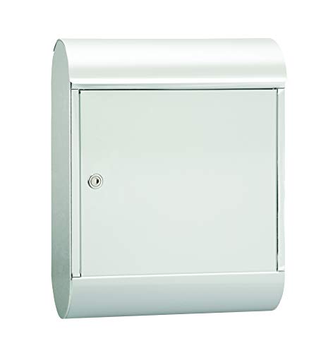 MEFA Briefkasten Topaz 842 (Farbe weiß glänzend, Postkasten mit Sicherheitsschloss, Größe 430x340x150 mm) 842000DE