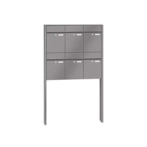 RENZ/Plan / 6er Freistehende Briefkastenanlage Standbriefkasten/RAL-Farb e/Volumen 21 L/zum Einbetonieren/Dein-Briefk asten.de