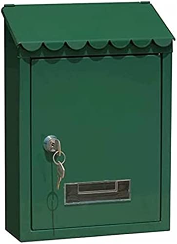 TUHANN Rostfreier Briefkasten aus Metall zur Wandmontage, Briefkasten zur Wandmontage mit Schlüsselverriegelung, Premium-Briefkasten mit Top-Loading-Briefkasten, Grün (Color : Green)
