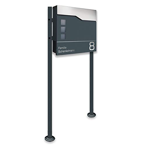 Zalafino incl. Standfuß freistehend in anthrazit   individualisierbarer Design aus pulverbeschichtetem Stahl, Sichtfeldern Standfuß