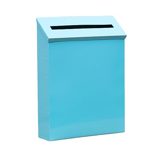 Baoblaze Wandmontierter Briefkasten, Briefkasten mit Toplader, moderner, dekorativer Metall-Briefkasten, Briefkasten für Tortür im Freien, Blau