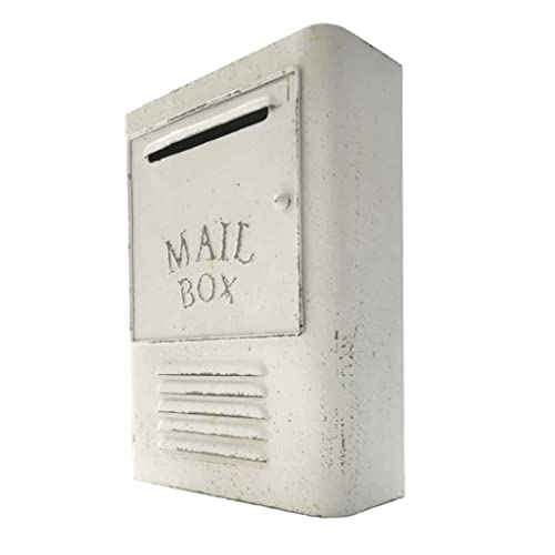 PAASHE Briefkästen zur Wandmontage, weißer Gusseisen-Briefkasten, rechteckig, Briefkastenpfosten, Briefkästen im Vintage-Stil, Briefkasten für den Außenbereich
