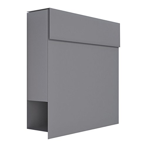 Briefkasten mit Zeitungsfach, Design Wandbriefkasten Manhattan  Grau Metallic - Bravios