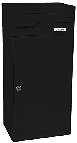 MEFA Paketpostkasten Fuego (992) Briefkasten Entnahme Hinten Namensschild Tiefschwarz semimatt RAL 9005 Standbriefkasten