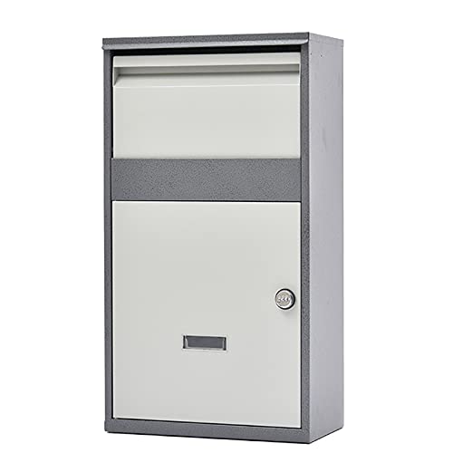 FACAIAU Paketbox mit Passwortsperre, wasserdichte Express-Paketzustellbox aus Stahl für den Außenbereich, sichere Sammlung, Tresor für Privatanwenderbüros, für Haustür, Veranda (Grau)