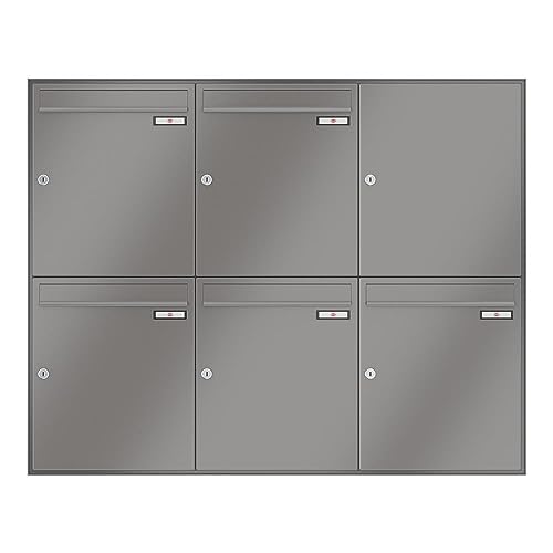 RENZ/Schattenfuge / 5er Unterputz-Briefkastenanla ge Einbau-Briefkasten/RAL-Fa rbe 9007 / Volumen 23 L/Dein-Briefkasten.de