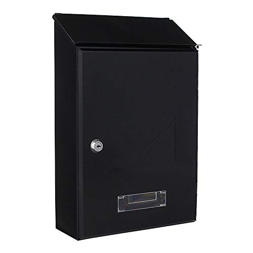 Profirst Mail PM 560 Briefkasten Schwarzgrau Zylinderschloss mit 2 Schlüssel, Stahl, BxH 235x360 mm, Befestigungsmaterial inklusive, Namensschild, Sichtfenster