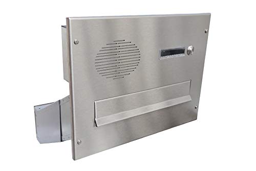 D-041 Edelstahl Mauerdurchwurf Briefkasten mit Klingel & Sprechsieb (Tiefe: 23-38 cm) - LETTERBOX24.de