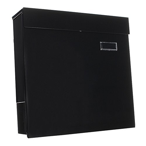 Rottner Briefkasten Postrolle Kensington, Stahlblech, Kunststoffpulverbeschicht ung, Schwarz, Zeitungsrolle, Zeitungsbox