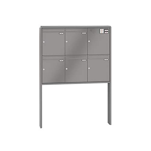 RENZ / RS2000 / 5er Freistehende Briefkastenanlage Standbriefkasten mit Sprechfeld/RAL-Farbe/Volu men 23 L/zum Einbetonieren/Dein-Briefk asten.de