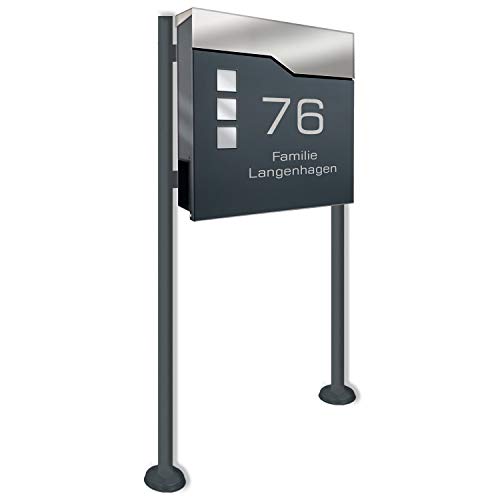 Zalafino incl. Standfuß freistehend anthrazit   individualisierbarer Design aus pulverbeschichtetem Stahl, Sichtfeldern Standfuß