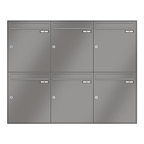 RENZ/Schattenfuge / 6er Unterputz-Briefkastenanla ge Einbau-Briefkasten/RAL-Fa rbe 9007 / Volumen 23 L/Dein-Briefkasten.de