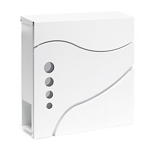 Moderner Design Briefkasten V31 Weiß Wandbriefkasten pulverbeschichtet Zeitungsrolle