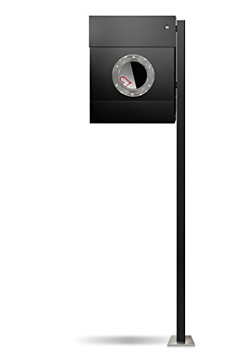 Letterman 2 Briefkasten Radius Design schwarz/pfosten/klingel/R ot