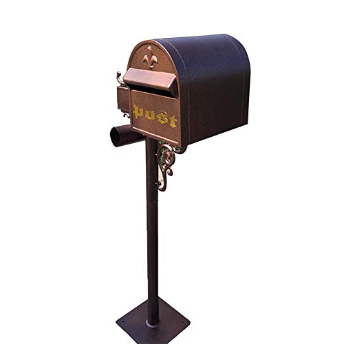 TINGTING-Briefkästen, Metallhaus Standing Rod Wasserdicht Retro Distressed Postbox (Farbe : Braun, größe : 57 * 30 * 133cm)