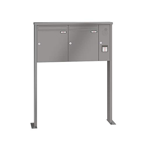 RENZ/Tetro / 2er Freistehende Briefkastenanlage Standbriefkasten mit Sprechfeld/RAL-Farbe/Volu men 23 L/mit Fußplatten/Dein-Briefkas ten.de