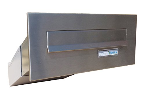 D-041 Edelstahl Mauerdurchwurf Briefkasten mit Namensschild (Tiefe: 23-38 cm) - LETTERBOX24.de