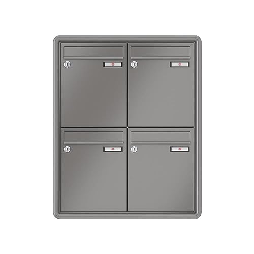 RENZ / RS3000 / 4er Unterputz-Briefkastenanla ge Einbau-Briefkasten/RAL-Fa rbe 9007 / Volumen 8 L/Dein-Briefkasten.de