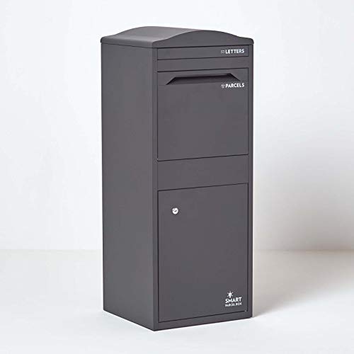 Smart Parcel Box XXL grau mit Bogendach 42x39x103 cm, Paketbriefkasten zur Wand- oder Bodenmontage, Paketbox für Zuhause & Unternehmen, Briefkasten für Pakete & Briefe