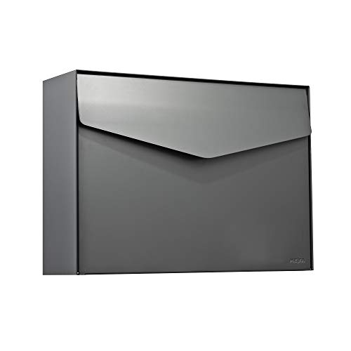 MEFA Briefkasten Letter 112 (Farbe basaltgrau Postkasten mit Sicherheitsschloss, Brief Design, Größe 312x430x128 mm) 112520DE