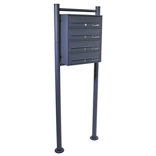 HELO Standbriefkasten Briefkastenanlage Briefkasten Postfach Postkasten 3 – 8 Fächer (4 Fächer (1x4) Z4)