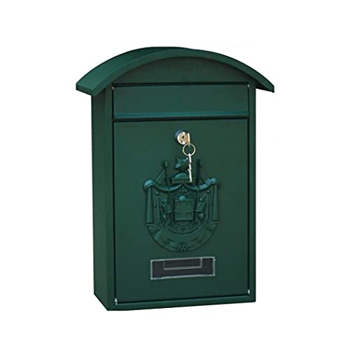 Wandmontierte Briefkästen mit Schlüsselschloss, großer Metallbriefkasten, Briefeinwurf für Bürokommentare, Dropbox-Briefkasten (Farbe: Grün) (Grün b)
