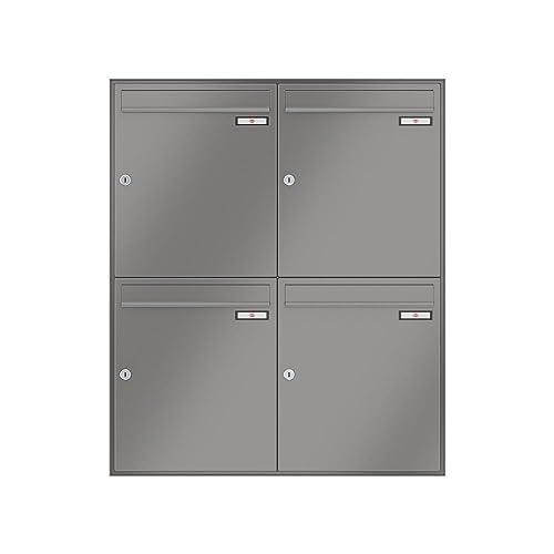 RENZ/Schattenfuge / 4er Unterputz-Briefkastenanla ge Einbau-Briefkasten/RAL-Fa rbe 9007 / Volumen 23 L/Dein-Briefkasten.de