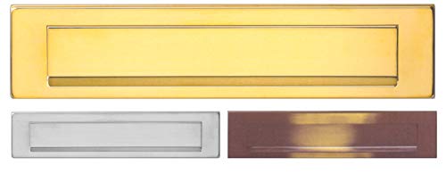 Außen Briefeinwurf=340 x 80 mm-Mess.pol.-brüniert-Ch rom-Mattchrom-Edelstahl silber matt gebürstet-Briefklappe-Br iefkasten-Briefschlitz (340 x 80 mm, Messing poliert)