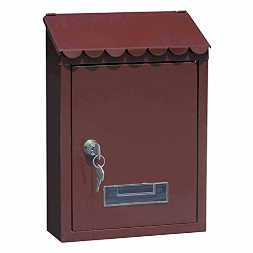 Tbkoly Rostfreier Metall-Briefkasten zur Wandmontage, Briefkasten zur Wandmontage, Premium-Briefkasten mit Schlüsselverriegelung, Briefkasten mit Top-Loading-Briefkasten, Braun (Color : Brown)