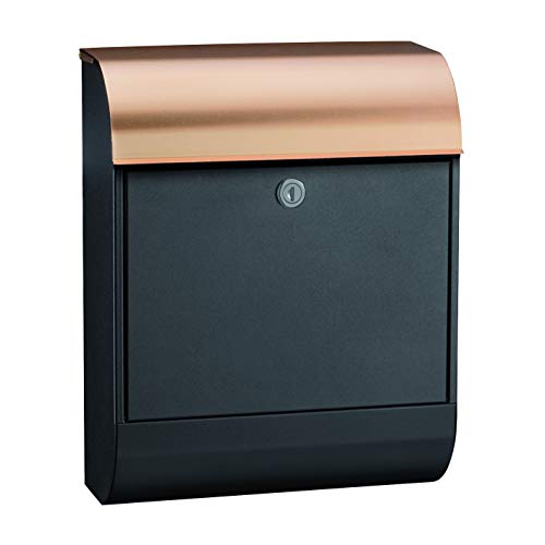 MEFA Briefkasten Pearl 872 (Farbe Tiefschwarz Kupferdeckel, Einwurfklappe oben, Entnahme vorne, Größe: 450x352x160 mm) 872800M