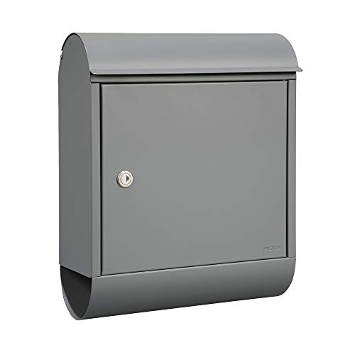 MEFA Briefkasten Topaz 844 mit Zeitungsrolle (Farbe grau mit Sicherheitsschloss, Größe 430x340x150 mm) 844510DE
