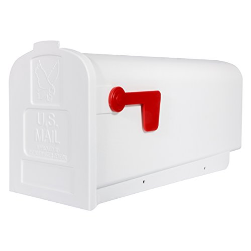 Gibraltar Mailboxes, weiß, Gibraltar Briefkästen Parsons mittelgroßes Fassungsvermögen, rostfreier Kunststoff, Post-Mount, PL10W0201, Medium