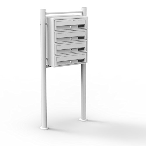 4er Briefkastenanlage Weiß Postfach 4 Fächer Standbriefkasten Briefkasten Postkasten