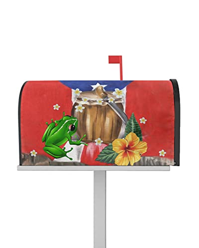 Mailbox Covers Magnetische Standardgröße Blau Dreieck Weiß Gestreifte Flagge Frosch Blume Wasserdicht Briefkasten Wrap Post Briefkasten Abdeckung für Garten Hof Outdoor Dekorationen 53,3 x 45,7 cm