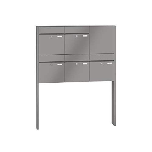 RENZ/Plan / 5er Freistehende Briefkastenanlage Standbriefkasten/RAL-Farb e/Volumen 28 L/zum Einbetonieren/Dein-Briefk asten.de