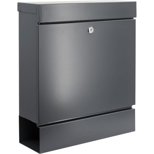 BURG-WÄCHTER Briefkasten mit Zeitungsbox, DIN C4 Einwurf-Format, 2 Schlüssel, Stahl, Seattle 848 ANT, Anthrazit