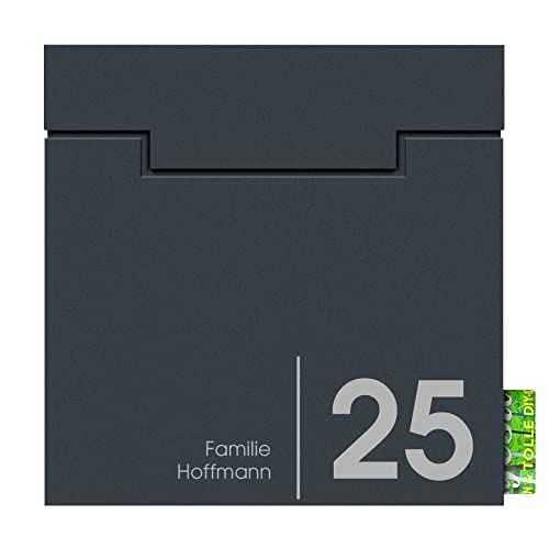 Wandbriefkasten mit Zeitungsrolle anthrazit MOCAVI Box 711 NF72a, Postkasten mit Hausnummer und Name, Design-Briefkasten mit Zeitungsfach, rostfrei, wetterfest